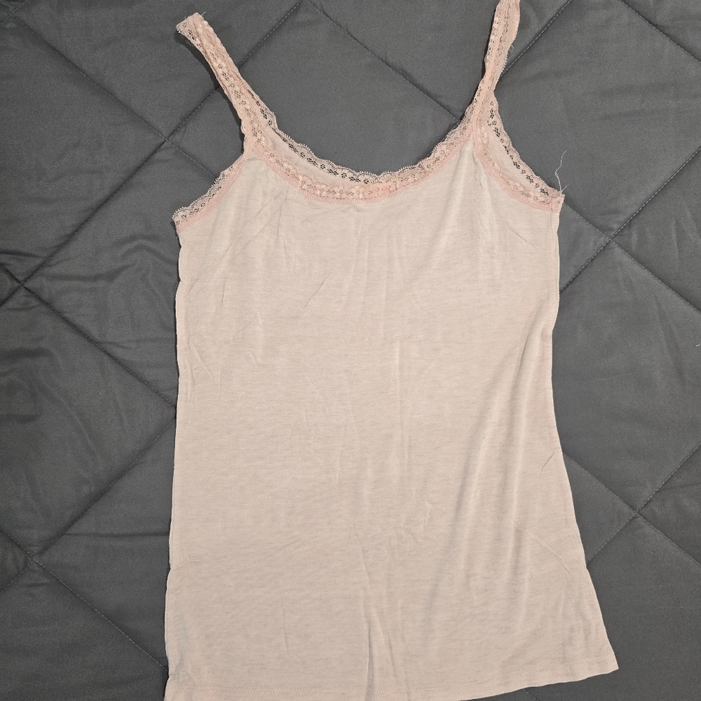 Ardene Light Pink Lace-Trim Tank Top
